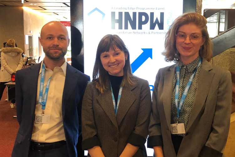 A few co-authors (Devin Osborne, Mads O'Brien, and Jenna Davis) present our research at HNPW 2020 in Geneva, Switzerland.