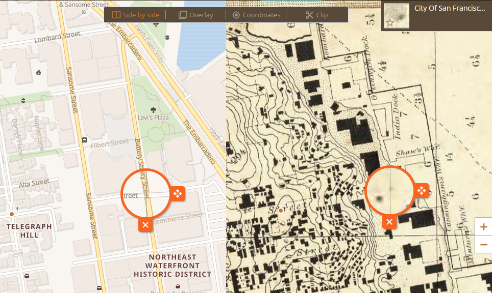 Screenshot: Guiding the user through control point placement with the Georeferencer platform